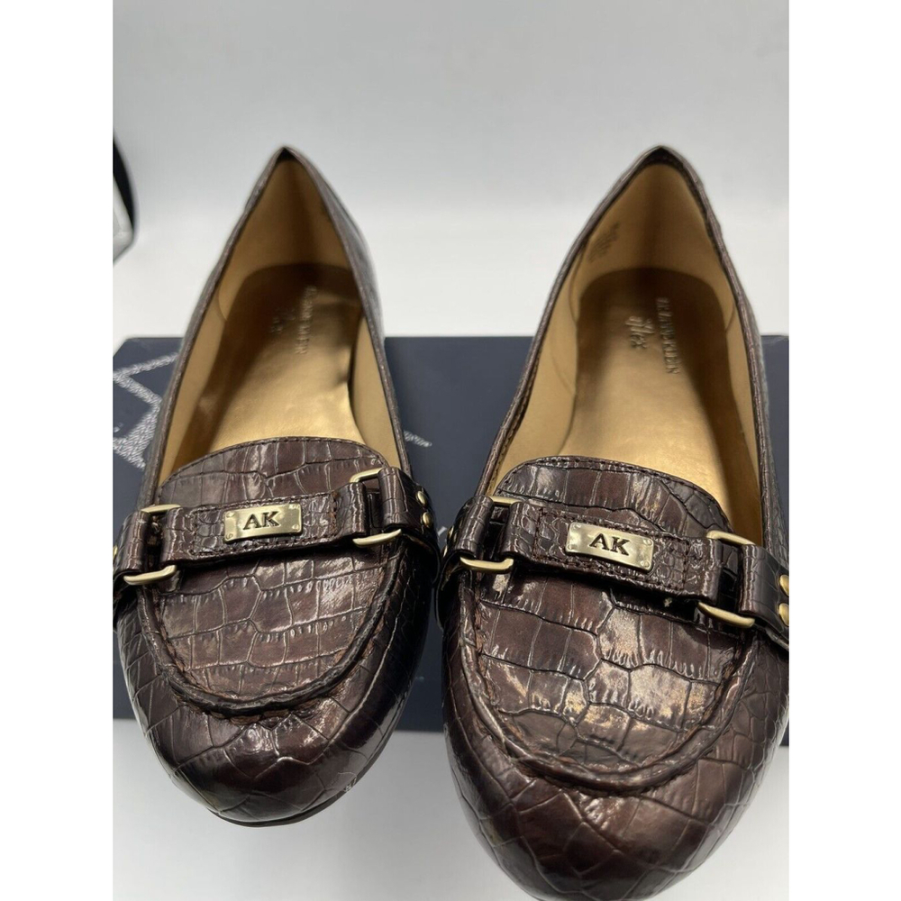 AK Anne Klein Ifex Sadya Metallic Brown Faux Croc Loafer Flat Women’s Shoes NIB